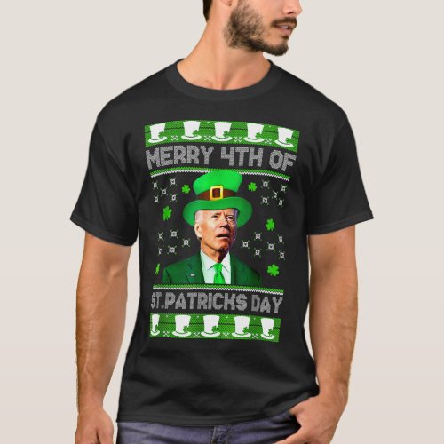 Merry 4th Of St Patricks Day Joe Biden Leprechaun  T_Shirt