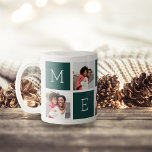 MERRY 5 Photo Collage Christmas Holiday Coffee Mug<br><div class="desc">Break out the festive fixings this holiday season with this Christmas photo collage mug,  featuring five forest light green squares spelling out "MERRY, " alternating with 5 square photos in a grid collage layout.</div>