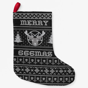 Merry 666mas Goth Christmas Pattern Spooky Small Christmas Stocking