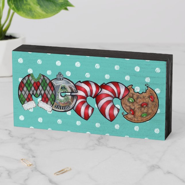 "Merry" a Christmas hand lettered design Wooden Box Sign (In Situ Horizontal)