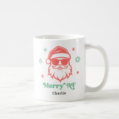 Merry AF cool Santa in sunglasses retro stars Coffee Mug