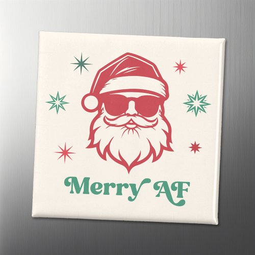 Merry AF cool Santa in sunglasses retro stars Magnet