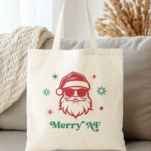 Merry AF cool Santa in sunglasses retro stars Tote Bag