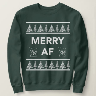 Merry AF Funny Christmas Holiday Gift Idea Sweatshirt