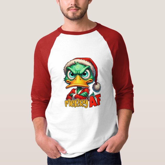 Merry AF Green Grumpy Duck T-Shirt (Front)