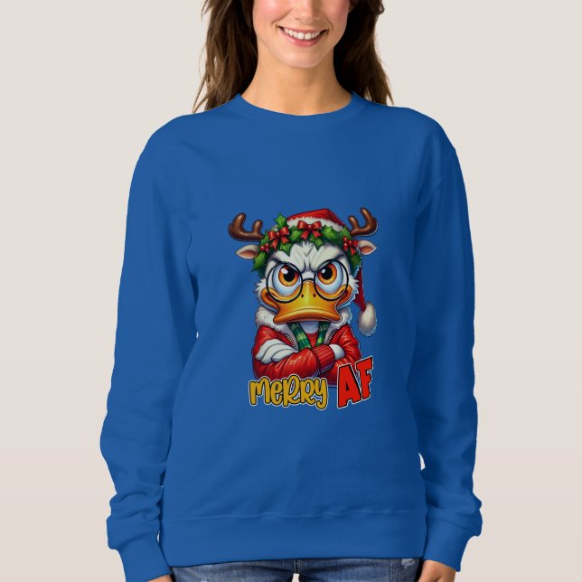 Merry AF Grumpy Duck Sweatshirt (Front)