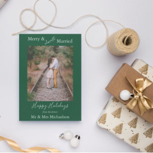 Merry & Almost Married Minimalist Holiday Card