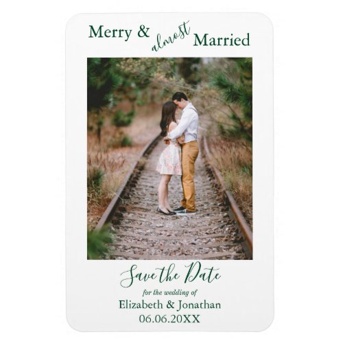 Merry  Almost Married Minimalist Save The Date Magnet