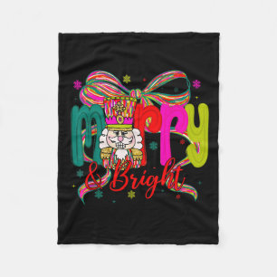 Merry & Bright Coquette Bow Nutcracker Christm Fleece Blanket