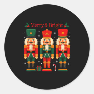 Merry & Bright Nutcracker Christmas Ballet Dan Classic Round Sticker