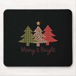 Merry & Bright Plaid Leopard Christmas Tree Xm Mouse Pad