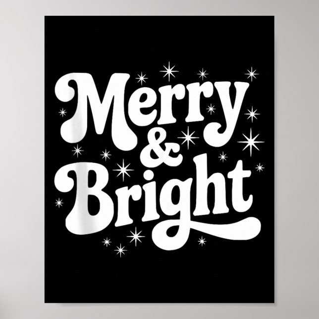 Merry &amp; Bright Retro Christmas Groovy Holiday  Poster (Front)