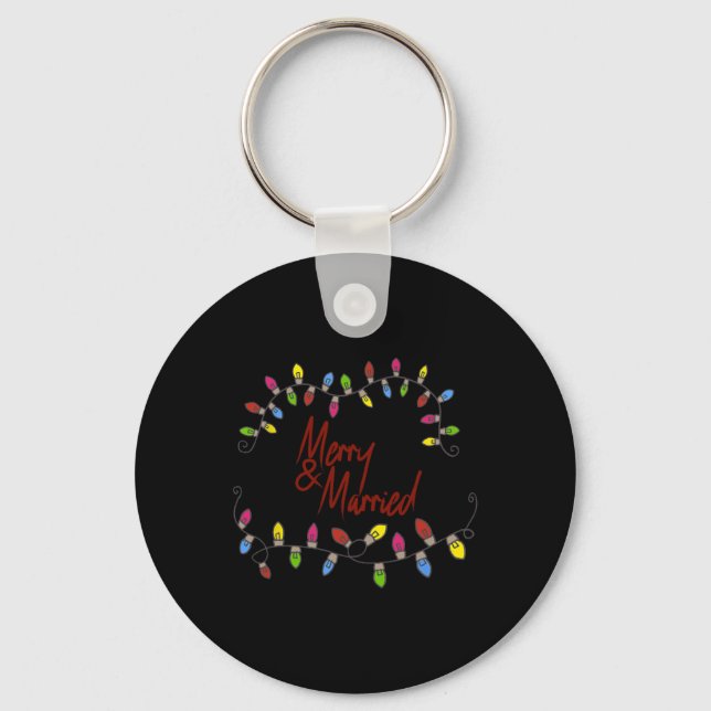 Merry &amp; Married First Christmas Matching Coupl Keychain (Front)