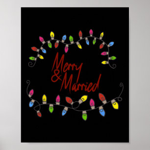 Merry & Married First Christmas Matching Coupl Poster
