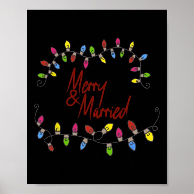 Merry &amp; Married First Christmas Matching Coupl Poster (Front)
