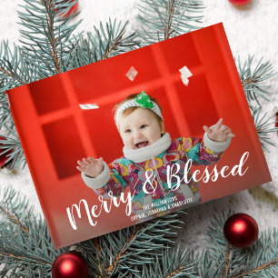 Merry and Blessed Christmas Holiday Photo Card