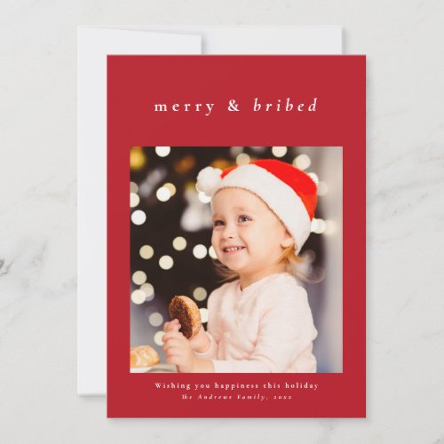 Merry and bribed funny holiday photo card