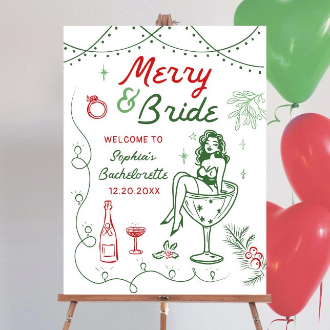 Merry And Bride Christmas Bachelorette Sign (Creator Uploaded)