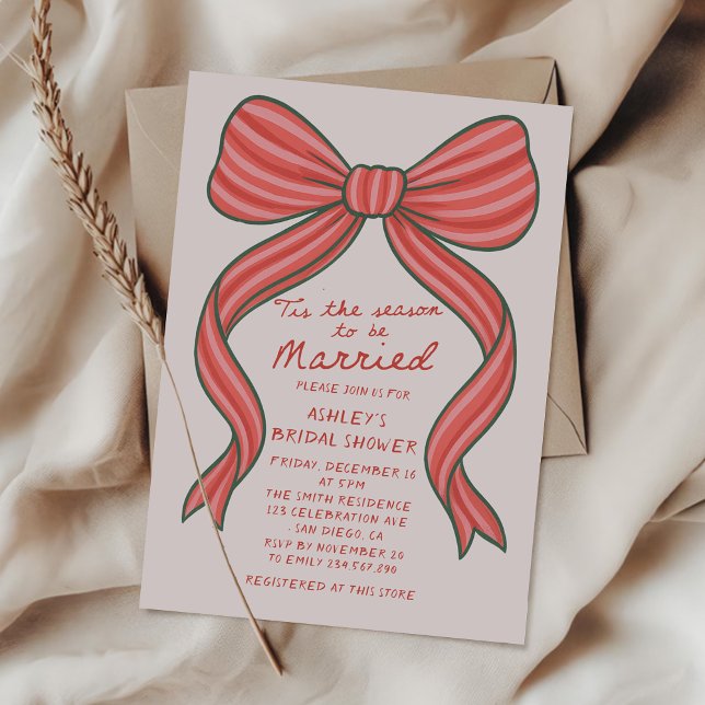 Merry and Bride Hand Drawn Christmas Bridal Shower Invitation (Creator Uploaded)