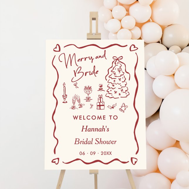 Merry and Bride Holiday Bridal Shower Welcome Sign (Creator Uploaded)