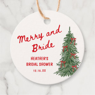 Merry and Bride Whimsical Holiday Bridal Shower Favor Tags