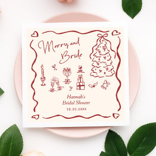 Merry and Bride Whimsical Holiday Bridal Shower Napkins