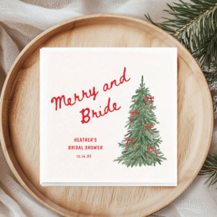 Merry and Bride Whimsical Holiday Bridal Shower Napkins