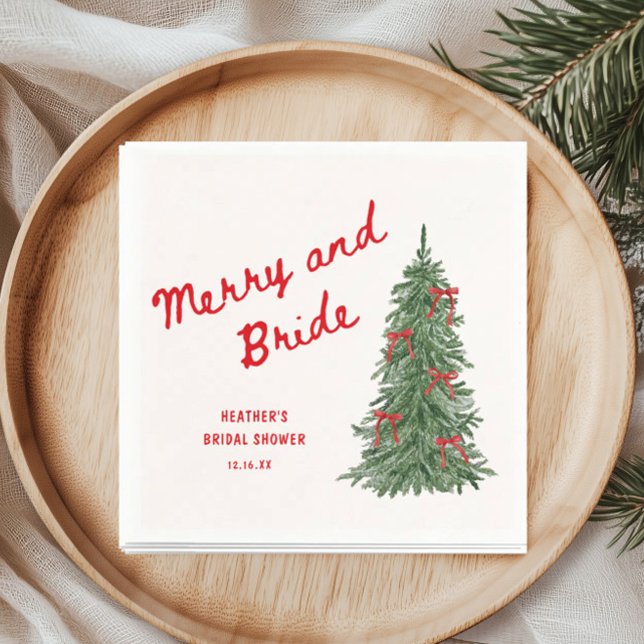 Merry and Bride Whimsical Holiday Bridal Shower Napkins (Creator Uploaded)