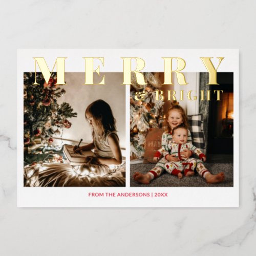 Merry and Bright 2_Photo Gold Foil Holiday Card