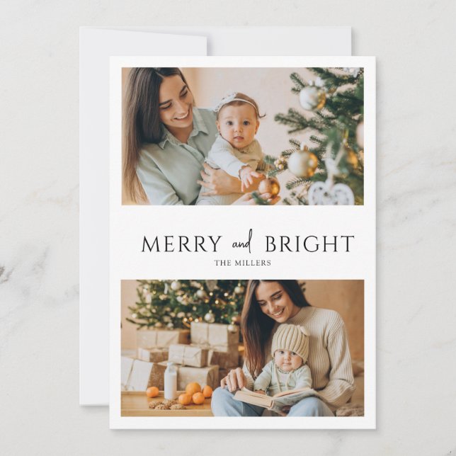 Merry And Bright | 2 Photo Holiday Card (Front)