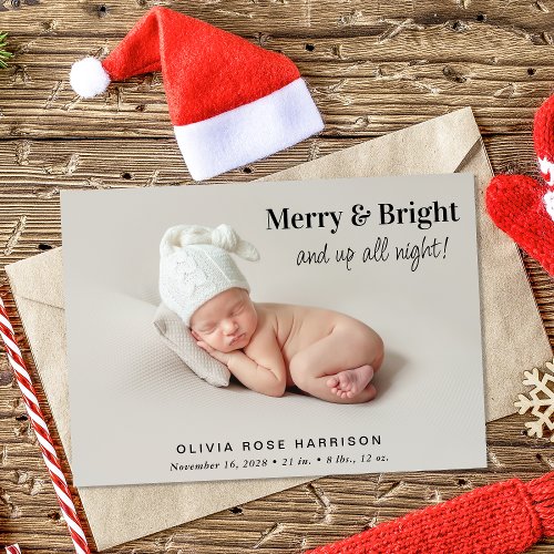 Merry And Bright 4 Photo Christmas Birth Announcement
