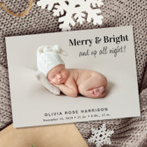 Merry And Bright 4 Photo Christmas Birth Announcement