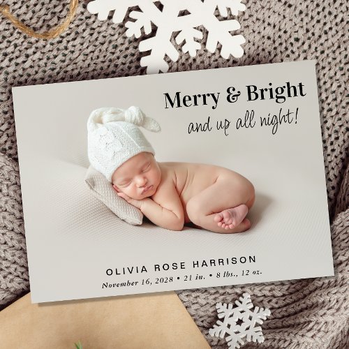 Merry And Bright 4 Photo Christmas Birth Announcement