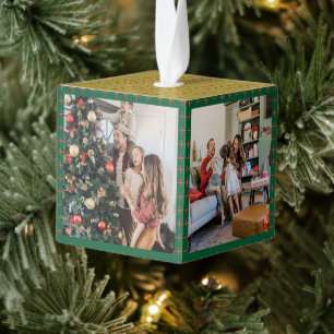 Merry and Bright 4 Photo Christmas Family Cube Ornament