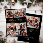 Merry and Bright 5 Photo Collage Christmas Holiday Card<br><div class="desc">Modern Simple Elegant Calligraphy Merry and Bright Script Black and Gold 5 Photo Collage Merry Christmas Holiday Card. This festive, minimalist, whimsical five (5) photo holiday greeting card template features a pretty grid photo collage and says „Merry and Bright”! The „Merry and Bright” greeting text is written in a beautiful...</div>