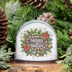 Merry and Bright add message photo year name Snow Globe