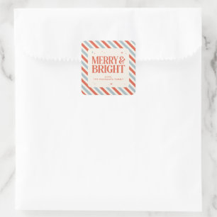 Merry and Bright Airmail Holiday Square Sticker