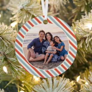 Merry and Bright Airmail Photo Metal Ornament
