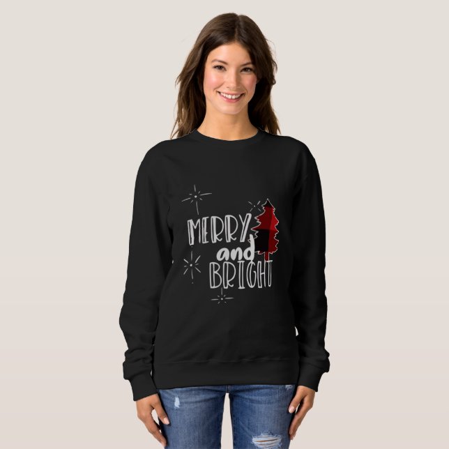 Merry and Bright Amazing Xmas  Funny Christmas Sweatshirt (Front Full)