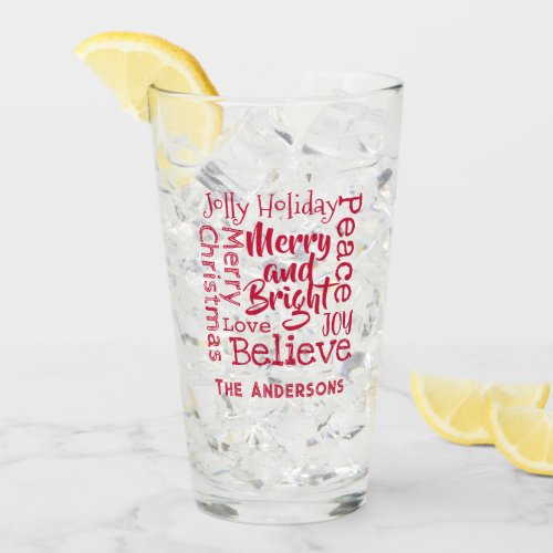 Merry and Bright  and Favorite Christmas Sayings Glass