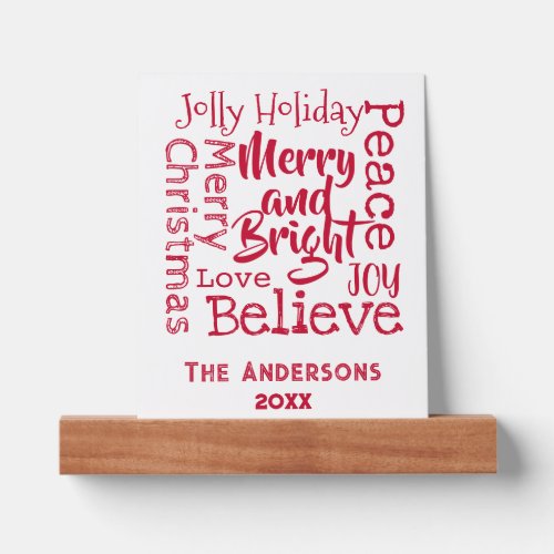 Merry and Bright and Other Christmas Sayings Red Picture Ledge