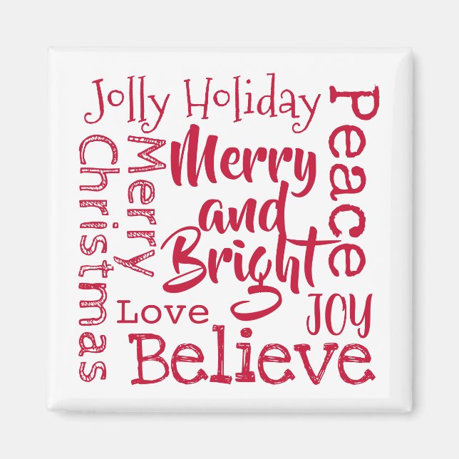Merry and Bright and Other Merry Christmas Sayings Magnet (Front)