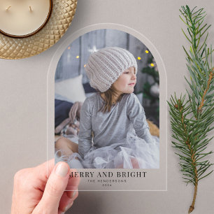 Merry And Bright Arch Christmas Holiday Photo  Acrylic Invitations