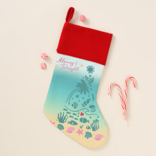 Merry And Bright Beach Christmas Christmas Stocking