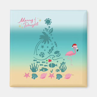Merry And Bright Beach Christmas Magnet