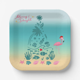 Merry And Bright Beach Christmas Paper Plates