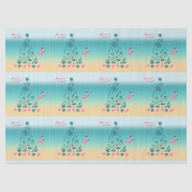 Merry And Bright Beach Christmas Tissue Paper (Front)