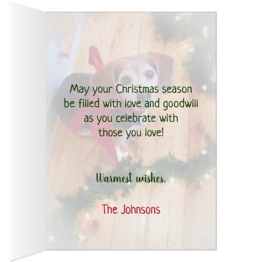 Merry and Bright Beagle Dog Red Bow Christmas (Inside (Right))