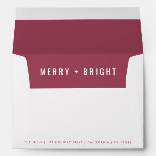 Merry and Bright   Berry Vintage Rose Christmas Envelope
