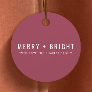 Merry and Bright   Berry Vintage Rose Christmas Favor Tags